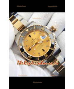 Rolex Submariner Japanese Reloj Réplica en Dos Tonos Caja Oro Amarillo Dial Dorado 