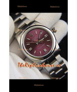 Rolex Oyster Perpetual Movimiento Japonés Reloj Réplica36MM - Dial Burdeos
