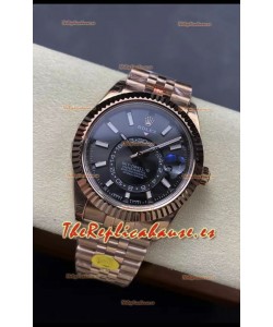 Rolex Sky-Dweller REF# 336935 Dial Negro Reloj en Oro Rosado Caja Acero 904L Réplica Espejo 1:1