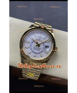 Rolex Sky-Dweller REF# 336935 Dial Blanco Reloj en Oro Amarillo Caja Acero 904L Réplica Espejo 1:1