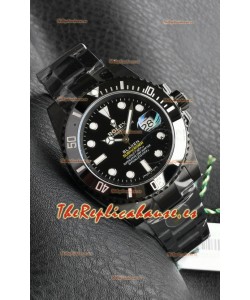 Rolex Submariner Blaken DLC Coated Reloj Réplica Suizo en Dial Negro 