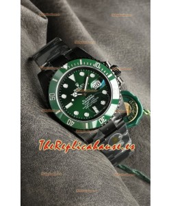 Rolex Submariner Blaken DLC Coated Reloj Réplica Suizo en Dial Verde