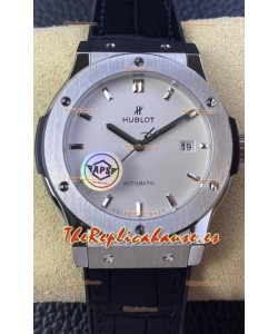 Hublot Classic Fusion Reloj Réplica a Espejo 1:1 Caja de Acero 904L Dial Blanco 42MM