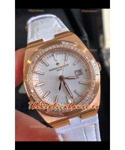 Vacheron Constantin Overseas Rose Gold 33MM Reloj Réplica Cuarzo Suizo Dial Acero 