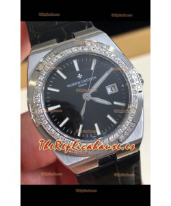 Vacheron Constantin Overseas Acero Inoxidable 33MM Reloj Réplica Cuarzo Suizo Dial Negro 