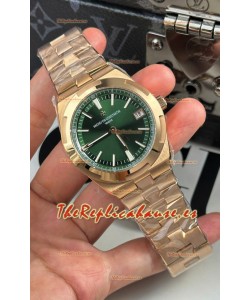 Vacheron Constantin Super Clone Overseas Reloj Réplica Suizo Espejo 1:1 en Oro Dial Acero Verde
