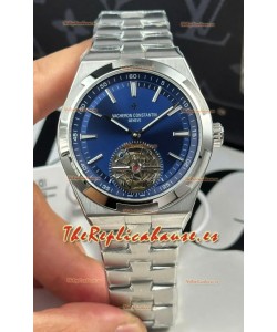 Vacheron Constantin Overseas Tourbillon Acero Inoxidable en Dial Azul Correa Oro Réplica Espejo 1:1
