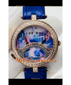 Van Cleef & Arpels Lady Arpels Pont des Amoureux en Oro Rosado Correa Azul