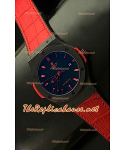 Hublot Big Bang Reloj Suizo en Carcasa de PVD - Correa Roja de 44.5MM