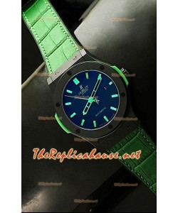 Hublot Big Bang Reloj Suizo en Carcasa de PVD - Correa Verde de 44.5MM