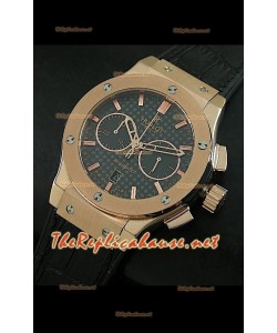 Hublot Classic Fusion Swiss Watch, esfera de carbón, estuche de oro rosado