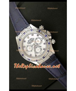 Rolex Daytona Reloj Cosmógrafo con Movimiento Suizo 7750 y Correa de Piel Púrpura