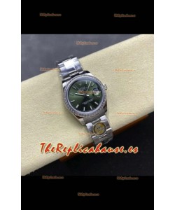 Reloj Rolex Superclon Datejust de 31 mm con esfera verde y esfera Oyster Superclon