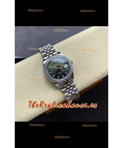 Reloj Rolex Superclon Datejust de 31 mm con esfera verde y Jubilee Superclon