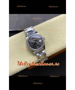 Reloj Rolex Superclon Datejust de 31 mm con esfera gris y esfera Oyster Superclon