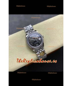 Reloj Rolex Superclon Datejust de 31 mm con esfera gris y Jubilee Superclon