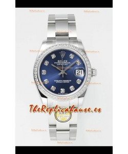 Reloj Rolex Superclon Datejust con esfera azul y caja de acero de 31 mm