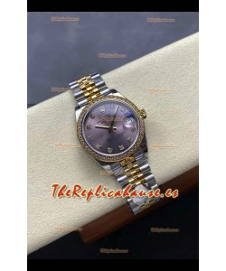Reloj Rolex Superclon Datejust de 31 mm con esfera rosa y oro amarillo