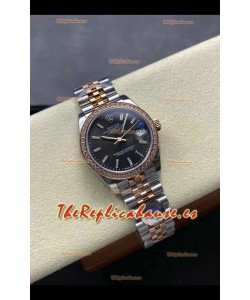 Reloj Rolex Superclon Datejust de 31 mm con esfera gris y oro rosa