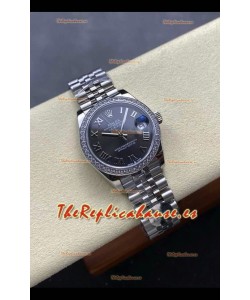 Reloj Rolex Superclon Datejust de 31 mm con esfera gris y caja de acero