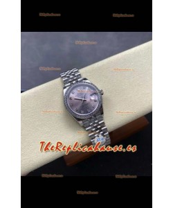 Reloj Rolex Superclon Datejust de 31 mm con esfera rosa y caja de acero
