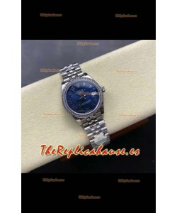 Reloj Rolex Superclon Datejust de 31 mm con esfera azul marino
