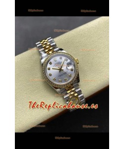Reloj Rolex Superclon Datejust de 31 mm con esfera de acero y oro amarillo