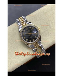 Reloj Rolex Superclon Datejust de 31 mm con esfera gris y oro amarillo