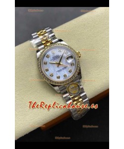 Reloj Rolex Superclon Datejust de 31 mm con esfera perlada y oro amarillo