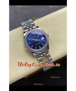 Reloj Rolex Superclon Datejust de 31 mm con esfera azul y caja de acero