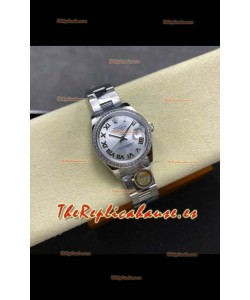 Reloj Rolex Superclon Datejust de 31 mm con esfera y caja de acero