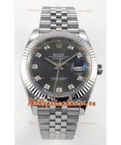 Reloj Datejust Superclon 126334 con esfera gris y diamantes, 41 mm, MVMNT con volante de inercia variable 3235