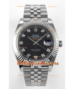 Reloj Datejust Superclon 126334 con esfera de diamantes negros, 41 mm, MVMNT con volante de inercia variable 3235