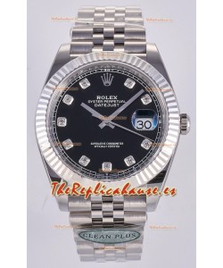 Reloj Datejust Superclon 126334 con esfera de diamantes negros, 41 mm, MVMNT con volante de inercia variable 3235
