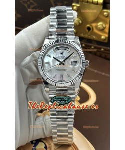 Reloj Rolex Day Date 228236 de acero inoxidable con esfera de perlas y cristal, réplica de alta calidad