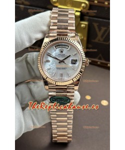 Reloj Rolex Day Date 228236 con esfera de perlas y oro rosa, réplica de alta calidad