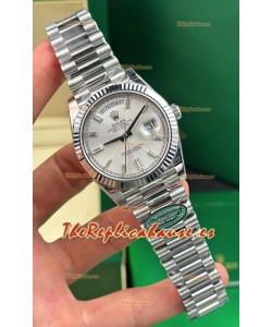 Reloj Rolex Day Date 228236 de acero inoxidable con esfera de cristal efecto rayos de sol, réplica de alta calidad