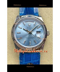 Reloj Rolex Day Date 128236 de acero inoxidable con esfera de cristal azul hielo, réplica perfecta