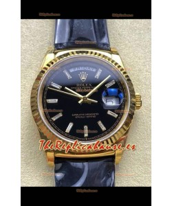 Reloj Rolex Day Date 128238 de oro amarillo con esfera de cristal negro, réplica de alta calidad