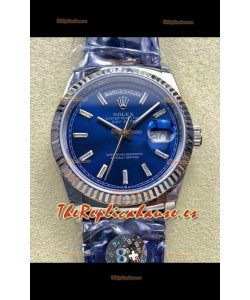 Reloj Rolex Day Date 128236 de acero inoxidable con esfera de cristal azul, réplica de alta calidad