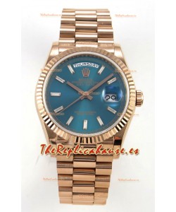 Reloj Rolex Day Date 128345 de oro rosa con esfera de cristal verde, réplica de alta calidad