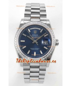 Reloj Rolex Day Date 128349 de acero inoxidable con esfera de cristal azul, réplica de alta calidad
