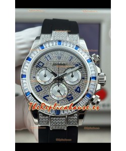 Reloj Rolex Daytona 116599 con movimiento libre, oro blanco y diamantes engastados, superréplica