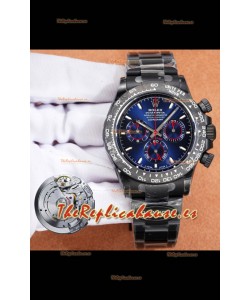 Reloj Rolex Daytona Blaken 4131 con movimiento y esfera azul, réplica de alta calidad