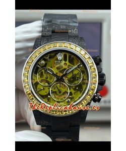 Reloj Rolex Daytona amarillo "Artisans De Genève - Poetry of Lights" con caja de carbono, réplica exacta