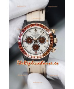 Reloj Rolex Daytona DiW con caja de carbono y zafiros arcoíris, réplica perfecta