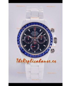 Reloj Rolex Daytona AET de cerámica blanca con esfera azul oscuro y movimiento 4130, superclon