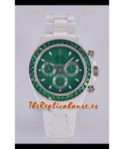 Reloj Rolex Daytona AET de cerámica blanca con esfera verde y movimiento 4130, superclon