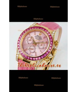 Reloj Rolex Daytona 116568 de oro amarillo, movimiento 4801, zafiros, esfera rosa, superclon