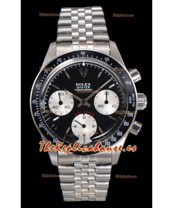 Reloj Rolex Daytona Paul Newman de 37 mm con esfera negra y cuerda manual, réplica de alta calidad